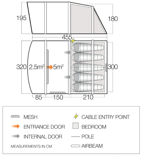 Vango Avington Flow Air 500 Airbeam Tent 2022 2 Vango Avington Flow Air 500 Airbeam Tent 2022 - Image 2