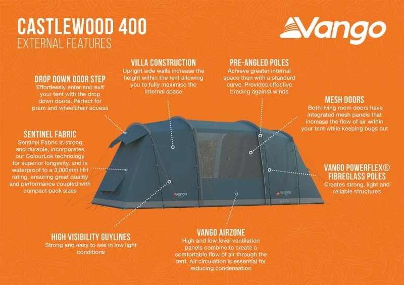 Vango Castlewood 400 (Poled) Tent 2023 (Incl. Footprint) 3 Vango Castlewood 400 (Poled) Tent 2023 (Incl. Footprint) - Image 3