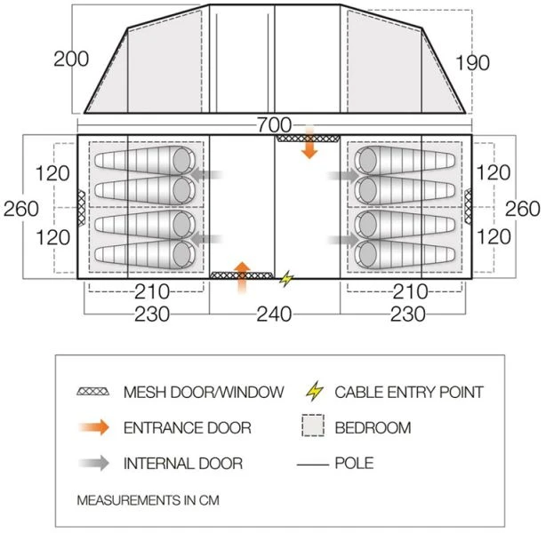 Vango Castlewood 800XL (Poled) Tent 2023 (Incl. Footprint) 2 Vango Castlewood 800XL (Poled) Tent 2023 (Incl. Footprint) - Image 2