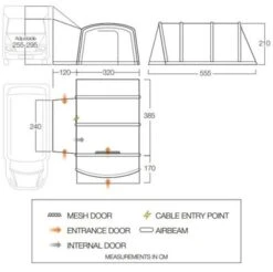 Vango Galli CC Air Tall Awning 2023 -Vango galli cc air tall dimensions image