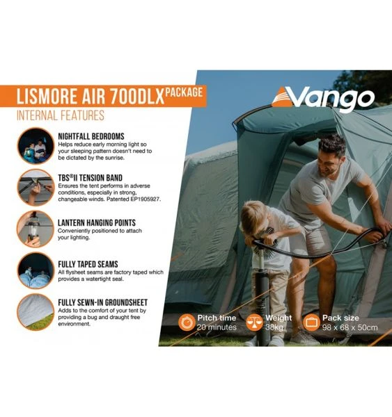 Vango Lismore Air 700DLX Airbeam Tent 2023 (Incl. Footprint) 5 Vango Lismore Air 700DLX Airbeam Tent 2023 (Incl. Footprint) - Image 5