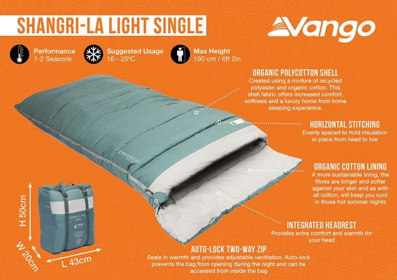 Vango Shangri-La Light Single Sleeping Bag 2 Vango Shangri-La Light Single Sleeping Bag - Image 2