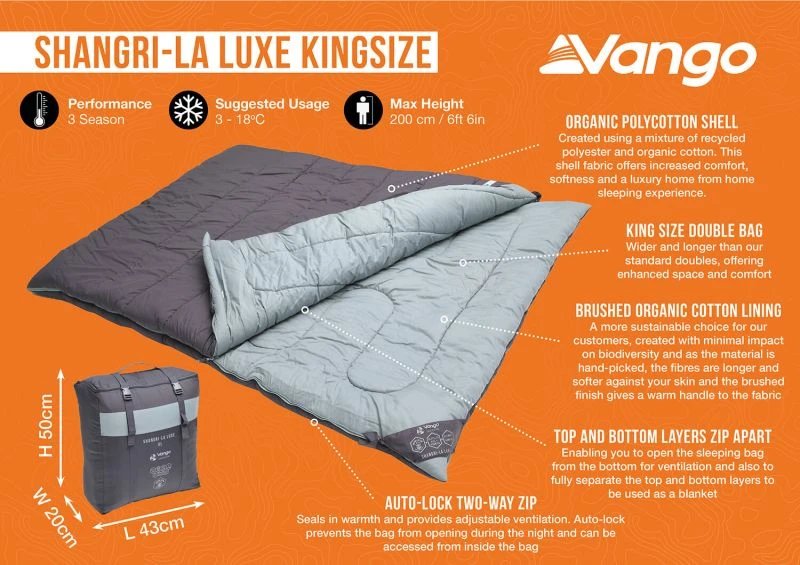 Vango Shangri-La Luxe Kingsize Sleeping Bag 3 Vango Shangri-La Luxe Kingsize Sleeping Bag - Image 3