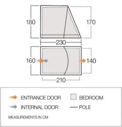 Vango Elements Shield (Poled) Tall Annexe -Vango shield tall annexe dimensions image