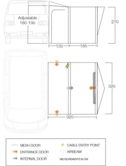 Vango Tolga VW Inflatable Awning 2023 - Shadow Grey -Vango vango 2020 awnings tolga floorplan 1